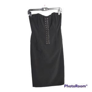 The Limited Women's Strapless Lace Up Stretch Black Mini Dress Size 6